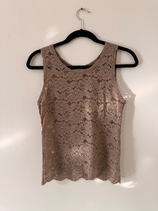 Victoria's Secret Tops - Victoria's Secret Taupe Lace Tank Top